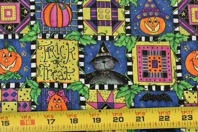 21" Long, Vintage, Bright Halloween-Theme Quilt Cotton, SSI/Kari Pearson, P6313 - Image 1 of 4