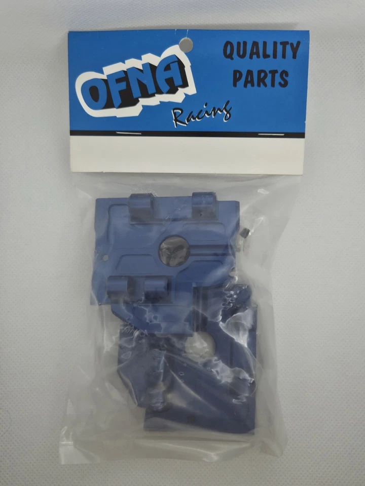 OFNA Racing 18991 Blue Aluminum Front Gearbox Supports Bulkhead ~ Monster Pirate - Image 1 of 3