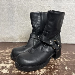 Durango Harness Square Toe Zipper Womens 9 Black Chunky Heel Biker Boots RD1990 - Bild 1 von 11