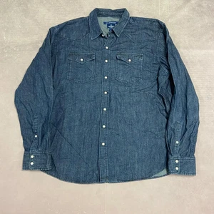 Old Navy Western Shirt Slim Fit Long Sleeve Denim Shirt Chest Pockets Men's XXL - Picture 1 of 5
