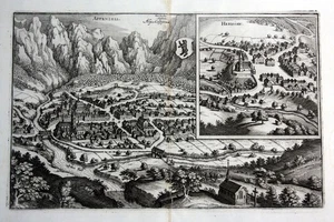 Circa 1650 Apenzell Herisau di Dachau Vista Incisione Stampa Antica Merian - Bild 1 von 1