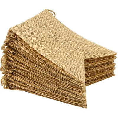 48 Pcs Burlap Banner, 30 Ft Swallowtail Flag, DIY Decoration for Holidays, We... - Image 1 of 4