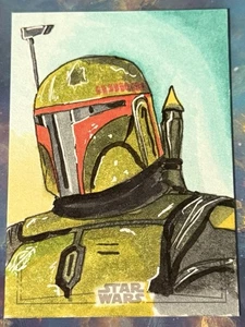 Tarjeta de boceto de Boba Fett de Star Wars cromada Topps 2025 1/1 - Imagen 1 de 2