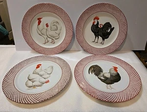 Set of 4 The Haldon Group Devonshire Rooster Chicken 10 3/8" Dinner Plates - Picture 1 of 7