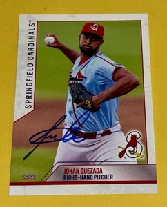 Johan Quezada SIGNED 2022 Springfield Cardinals Team Card RC Auto Miami Marlins - Picture 1 of 2