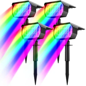 4 Pack Halloween Lights Outdoor Solar Spot Color Changing 7 Modes Rgb Powered - Picture 1 of 7