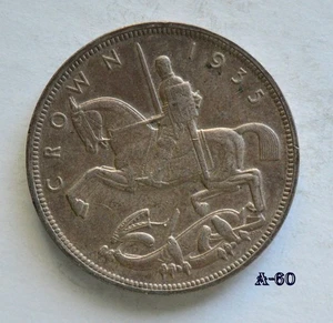 1935 UK 1 Crown SILVER BIG COIN (A-60) FREE SHIPPING - Foto 1 di 2