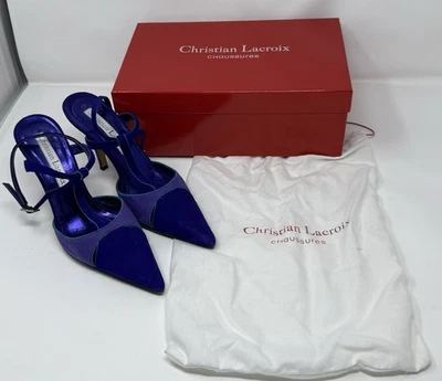 Zapatos de salón Christian Lacroix de gamuza púrpura con correa en T punta talla 37  Foto 1 de 4
