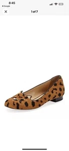 Zapatilla de pelo de becerro bordada de gato Charlotte Olympia Kitty, leopardo $499 40 EU 9 - Imagen 1 de 10