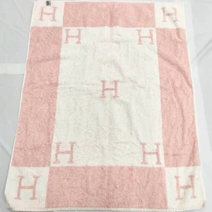 HERMES Paris Beach Towel Blanket Pink Avalon 95 x 120cm Big Size 100% Cotton - Picture 1 of 4