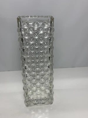 Vintage vase clear bubble glass  Modernist 70's Designer Art Glass Mid Century - Image 1 of 4