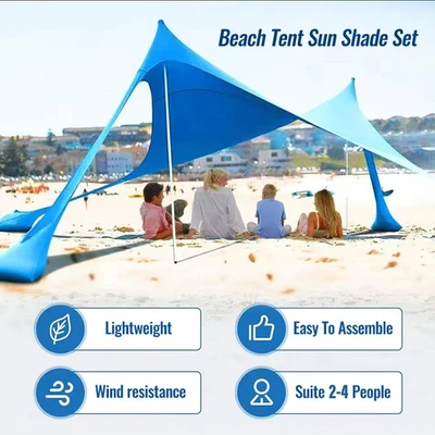 6.5FT Portable Family Beach Sunshade Beach Sun UV Resistant Camp Tent Fishing - Image 1 of 4