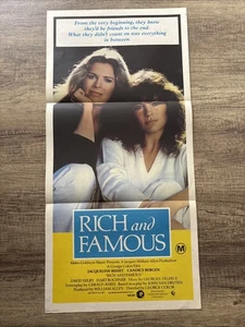 PÓSTER DE PELÍCULA DE COLECCIÓN: RICO Y FAMOSO (Original 1981 Daybill) Bisset Bergen - Imagen 1 de 2