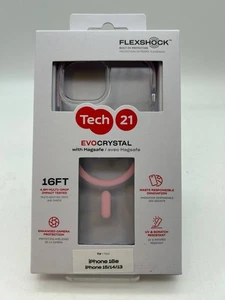 Tech21 EVOCRYSTAL Series Case for MagSafe for iPhone 16e, 15/14/13- Clear/Pink - Picture 1 of 3
