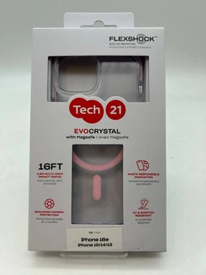 Tech21 EVOCRYSTAL Series Case for MagSafe for iPhone 16e, 15/14/13- Clear/Pink - Image 1 of 3