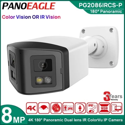Panoeagle 4K 8MP 180° Panoramic Hybrid Light 8MP Color IR LED Bullet IP Camera
