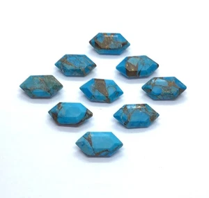 Blue Copper Turquoise Hexagon Cut AAA Loose Gemstone For Assorted All Jewelry - Picture 1 of 9
