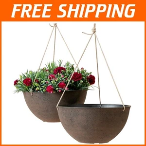 Set of 2 Large 13-Inch Hanging Planters - Durable for Indoor/Outdoor Use - Picture 1 of 10