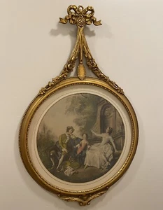Nicolas Lancret, Artist Print L’ Innocence w/ Ornate Gilt Gold Banjo Frame 2.8’ - Picture 1 of 7