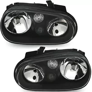Für VW Golf 4 IV 97-03 Scheinwerfer Schwarz LINKS RECHTS mit Nebelscheinwerfer - Bild 1 von 4