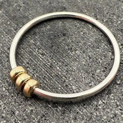 Sterling Silver and 9ct Gold Fidget Ring | Flat Beads | 925 | 9ct | Handmade - Image 1 of 4