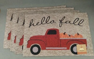 SET Of 4 HAPPY FALL Y'ALL TAPESTRY PLACEMATS TRUCK 13 x 19 NWT - Picture 1 of 5
