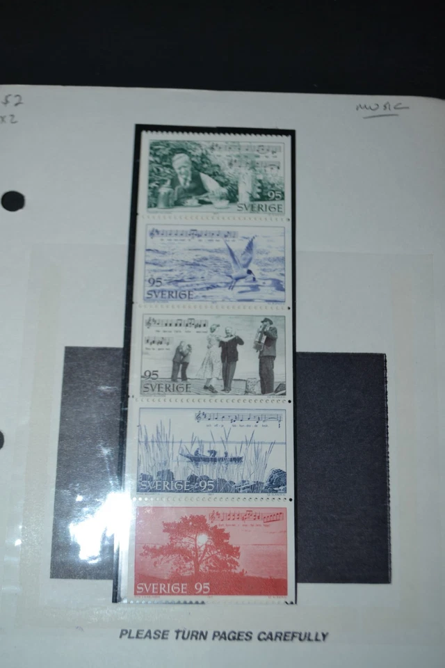 SUECIA SCOTT #1203-1207 SCHEWEN TAUBE MUSIC MNH TIRA DE 5 Foto 1 de 1