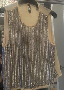 Forever 21 Embellished Nude Top Size Small - Picture 1 of 3