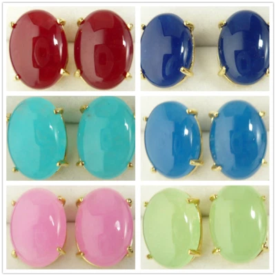 Aretes de piedra ojo de tigre de jade natural para mujer accesorios de fiesta joyería Foto 1 de 4