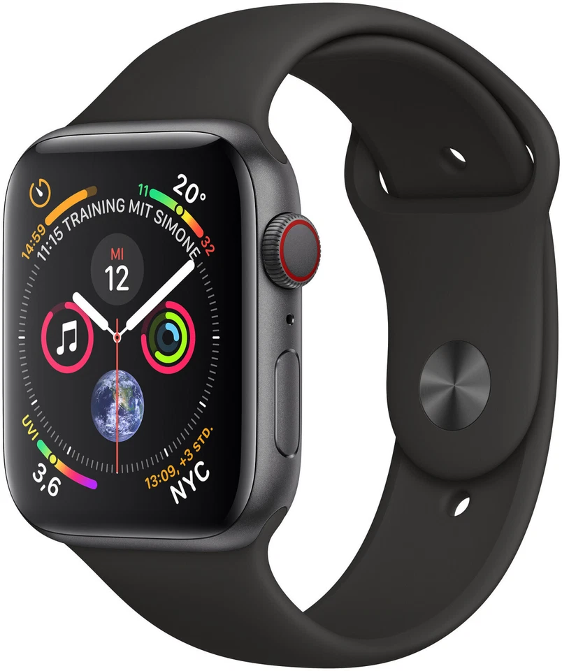Apple Watch Series 4 Cellular 44mm Aluminium Space Gray Sport Band Black Neu OVP - Bild 1 von 3
