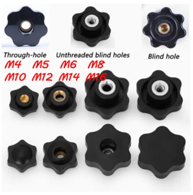 M4-M16 Thread Clamping Knob Black Handles Through Nut Thumb Screw on Knob - Image 1 of 4