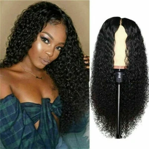 Women Long Curly Wavy Hair Wigs Artificial Human Hair Lace Front Wig Brazilian - Picture 1 of 12