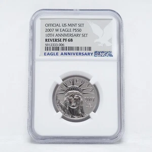 2007-W American Platinum Eagle $50 10th Ann. Set NGC Reverse PF68 1/2-oz - Picture 1 of 4