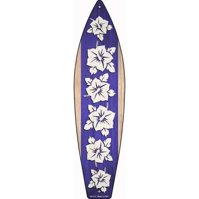 Purple And White Flowers Surfboard Sign 23"x6" Plaque Home Door Garage Wall - Image 1 of 1