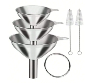 5pcs Funnel Set - Cooking, And Bottle Filling - Includes 2 Brushes - For Kitchen - Picture 1 of 9