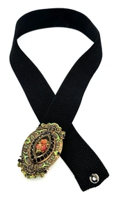 Beautiful Black Belt With  Buckle Studded With Colored Crystals By Michal Negrin - Picture 1 of 17