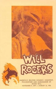 Cowboy Humorist Will Rogers Flieger Wiley Post 1935 Flugzeugabsturz Vintage Postkarte - Bild 1 von 2