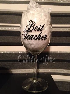 Calcomanía de vinilo Best Teacher hágalo usted mismo dejando regalo para copa de vino brillante - Imagen 1 de 14