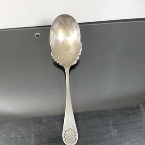 Shell Tip Antique Serving Spoon Triple Plated Ornate Fruit Bowls 9" - Picture 1 of 7