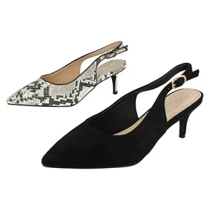 Mujer Spot On Tira Trasera Serpiente Imitación Piel o Negro Microfibra Zapatos: - Imagen 1 de 21