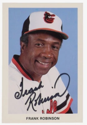 Frank Robinson, Baltimore Orioles — Autographed Team Issued Postcard — JSA - Image 1 of 2