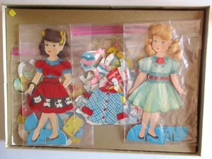 Vintage Darling Dolls w/ Wavy Hair Paper Doll Set Cut Clothes Box 1957 - Picture 1 of 10