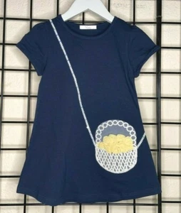 NEW NWT Navy Blue/Yellow Chiffon Purse CUTE Tunic/Swing Top/Shirt Size 6Y or 6X - Picture 1 of 10