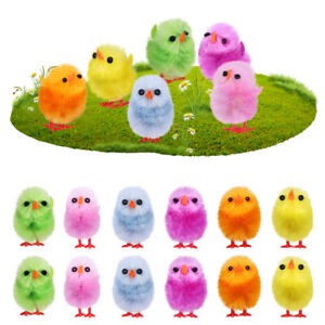  18 Pcs Easter Chicken Ornaments Chicks Decor Plush Mini Small Baskets