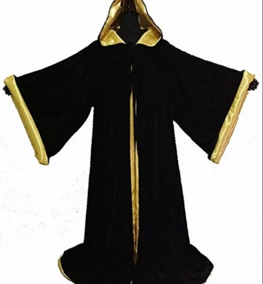 Capa de terciopelo con capucha mangas largas túnica Wicca renacimiento medieval brujería Larp Foto 1 de 2