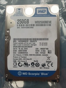 Western Digital 250GB WD2500BEVE-00A0HT0 2,5" IDE Festplatte WD - DCM: DBNT2HBB - Bild 1 von 1