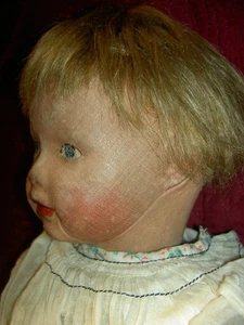 Sweet, 18+" antique 1920s, stamped: KAMKINS molded cloth doll, painted features - Picture 1 of 23