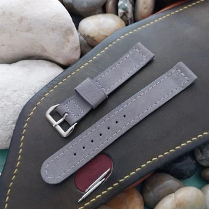 5/8" Gemex grau Wildleder Leder nos unbenutzt 50er Jahre Vintage Uhrenarmband - Bild 1 von 4