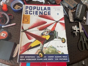 🔴 1934 POPULAR SCIENCE AUGUST - NEW INVENTIONS, HOME WORKSHOP, MONEY MAK IDEAS - Picture 1 of 7