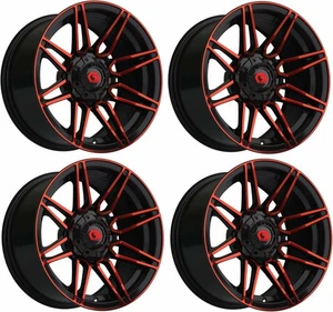 GTW Stealth 14 Inch Red/Black Aluminum Golf Cart Wheel | 3:4 Offset | Set of 4 - Picture 1 of 7